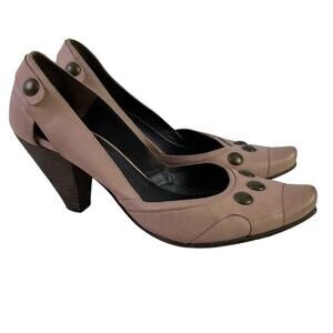 Joe Sanchez Womens Blush Leather Pumps Studded Chunky Heels Point Toe Shoes 40/9